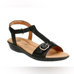 Clarks Manilla Lift Black Leather Sandals size 9.5